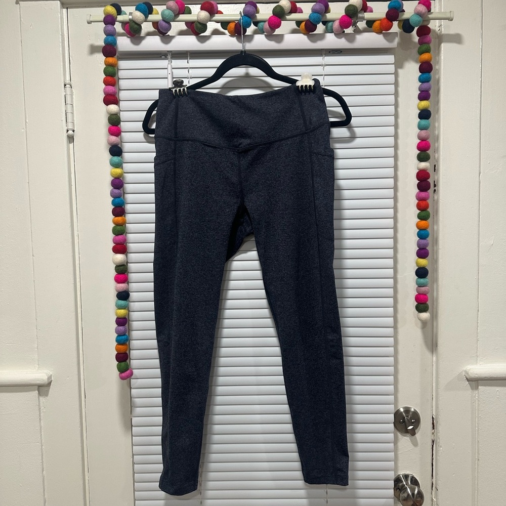 Zella Gray Athletic Leggings with Wide Waistband